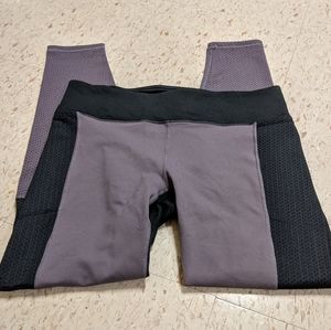Fabletics Powerhold Purple and Black Leggings